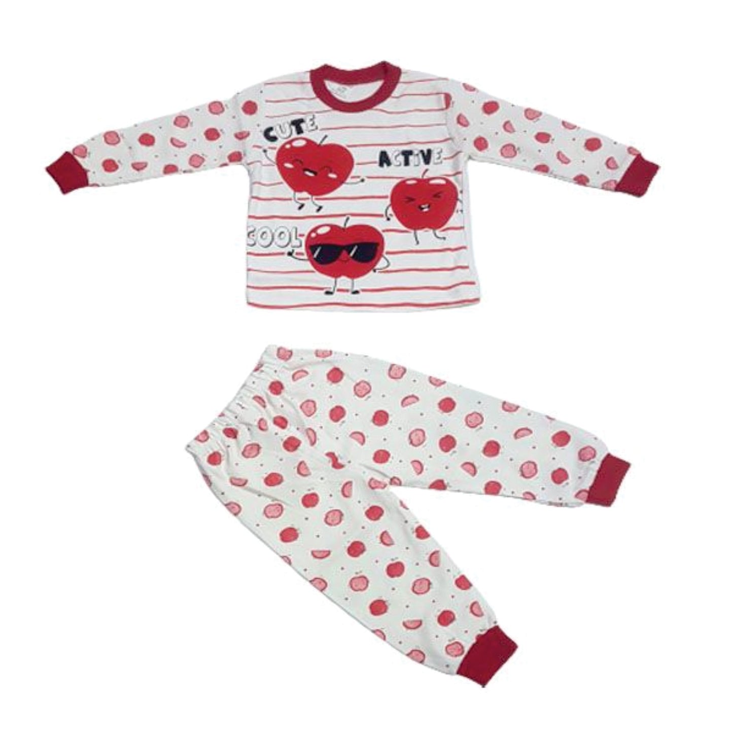 Little People Shop | Age: 1 Year | Girls Red Apple Print Pyjama