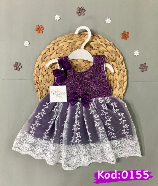 Little People Shop | Age: 3-6 Months | Fancy Girls Laced Dress with Hair band