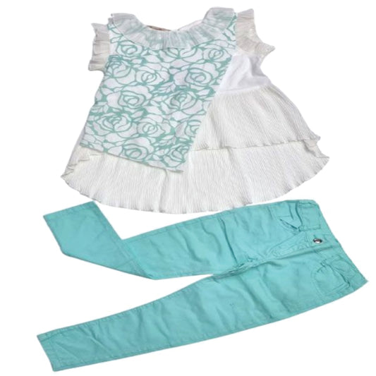 Age: 6-7-8-9 Years | Little People Shop: Girls Green and White Blouse and Jean Set