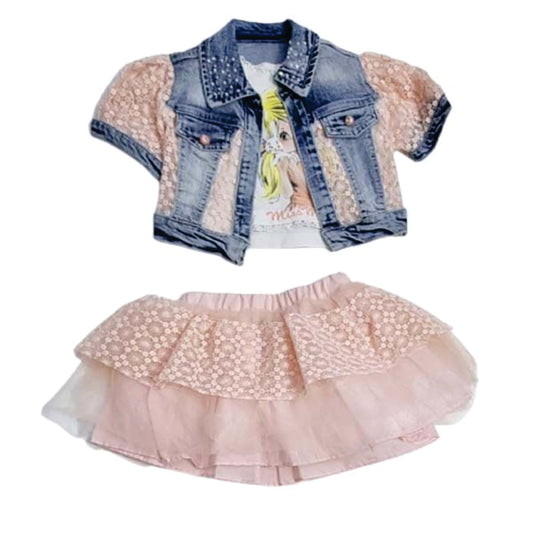 Little People Shop | Age: 2-3-4-5 Years | Girls Pink skirt Set - Sheer Skirt